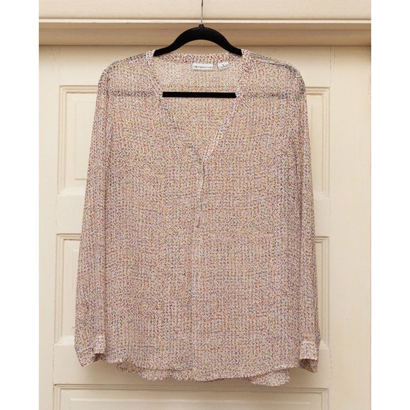 Liz Claiborne Long Sleeve Speckled Sheer Blouse - Picture 1 of 5